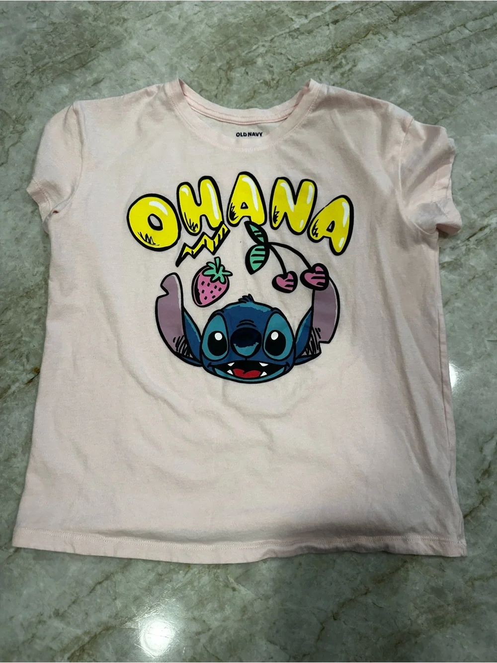 Old Navy Light Pink Stitch 'Ohana' Graphic Tee